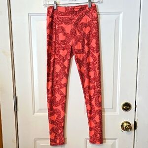 Lularoe, Leggings, One Size,  Super Soft, Pink, Brown, Hearts, Comfort, Casual